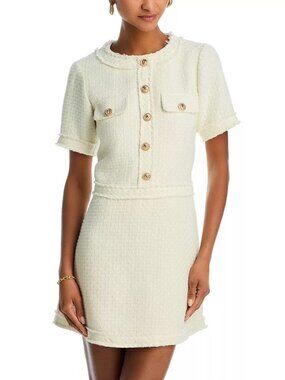 NWT AQUA Tweed Dress Size XS White